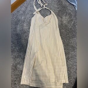 Old Navy Cream and Tan Halter Dress